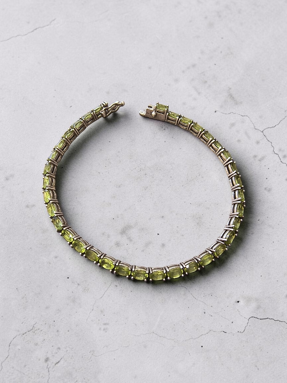 Peridot And Sterling Silver Classic Green Tennis Or Line Bracelet